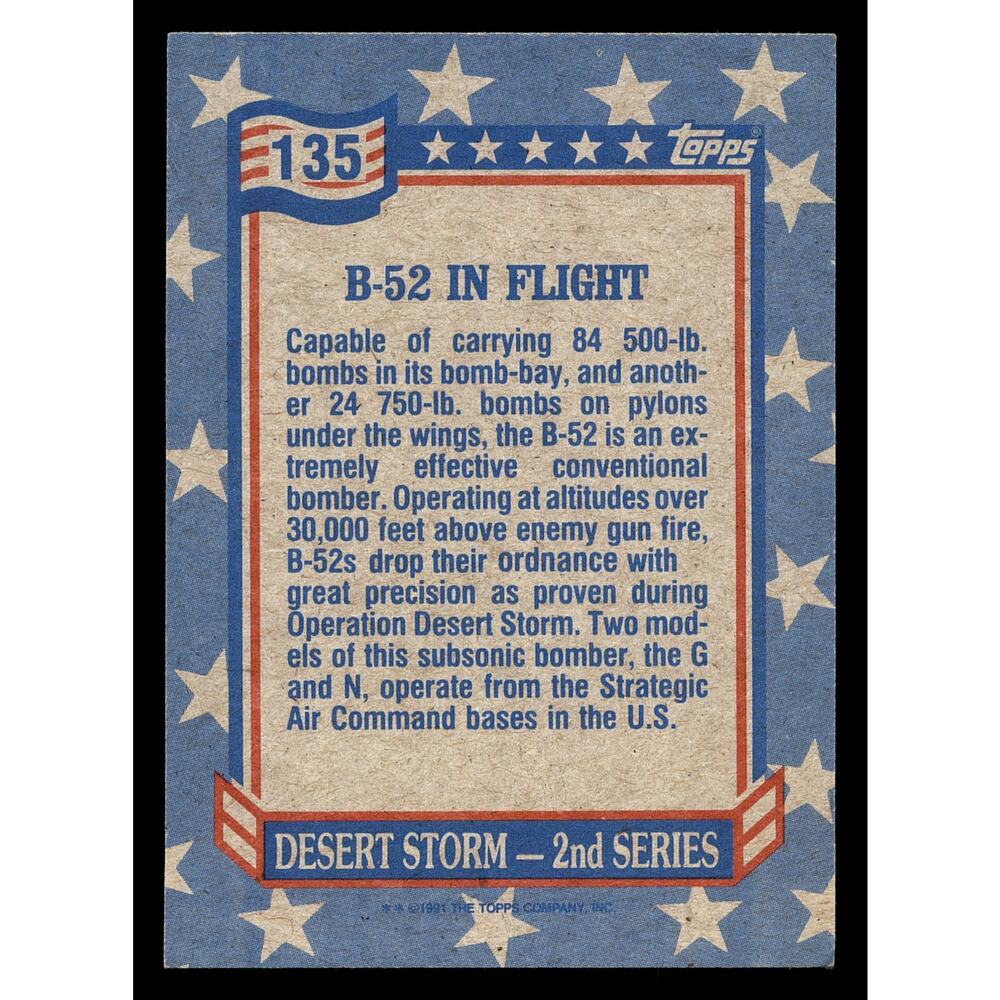 1991 Topps Desert Storm #135 B-52 in Formation Card - Picture 2 of 2